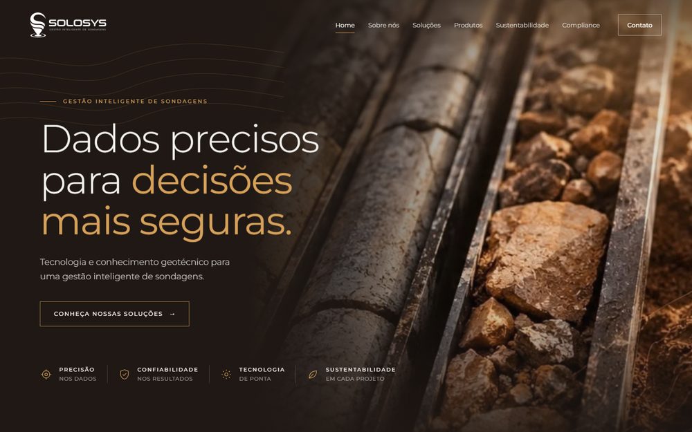 Home do site da SoloSys em prévia